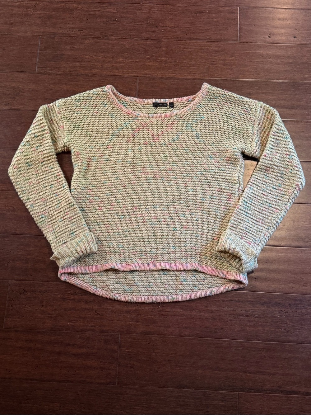 Dex Beige Crewneck Sweater with Speckled Pink and Blue